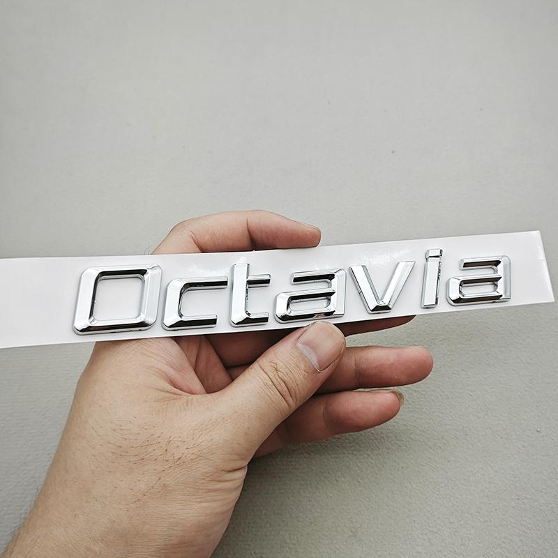 QPZF2 3D ABS Chrome Black Logo OCTAVIA TSI Emblem Letters Car Rear Trunk Badge For Skoda Octavia 1 2 3 4 A5 A7 MK3 Sticker Accessories