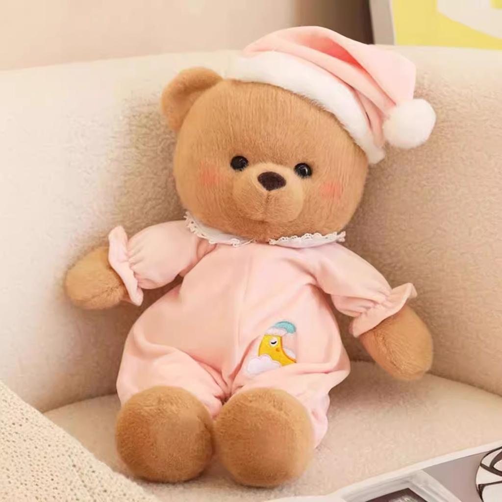 Cute bear doll good night pajamas bear doll hugging sleeping doll girl soothing plush toy sleeping doll