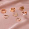 Ring, Fashion Pearl Opening Hollow Butterfly Drip Oil 7-Piece Ring Women