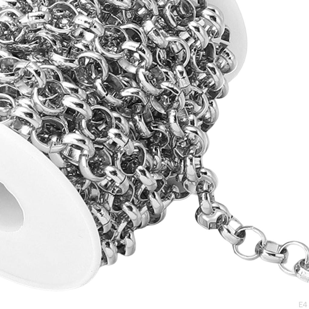 15 Feet 8mm Wide Aluminum Chains with Round Links Accessories for Jewelry Making And DIY,
