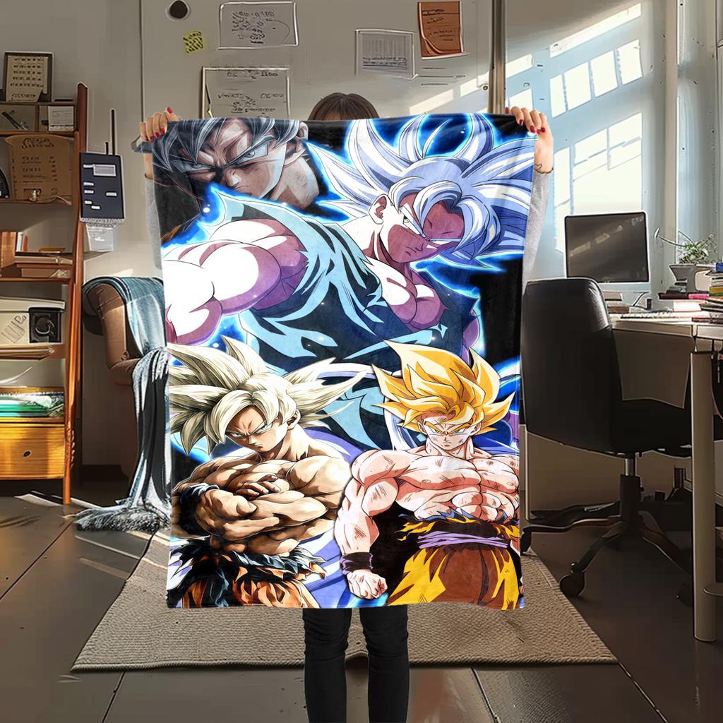 1PC Dragon Ball Z  Print Flannel Blanket, High quality All Seasons, Home Decor, Warmth and Comfort, Perfect for Christmas Gifts