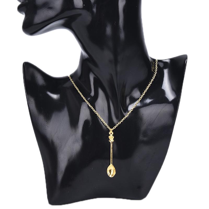 

Женская миниатюрная чайная ложка, кулон-корона, ожерелье, сплавная цепочка, шарм, ювелирное изделие золотой