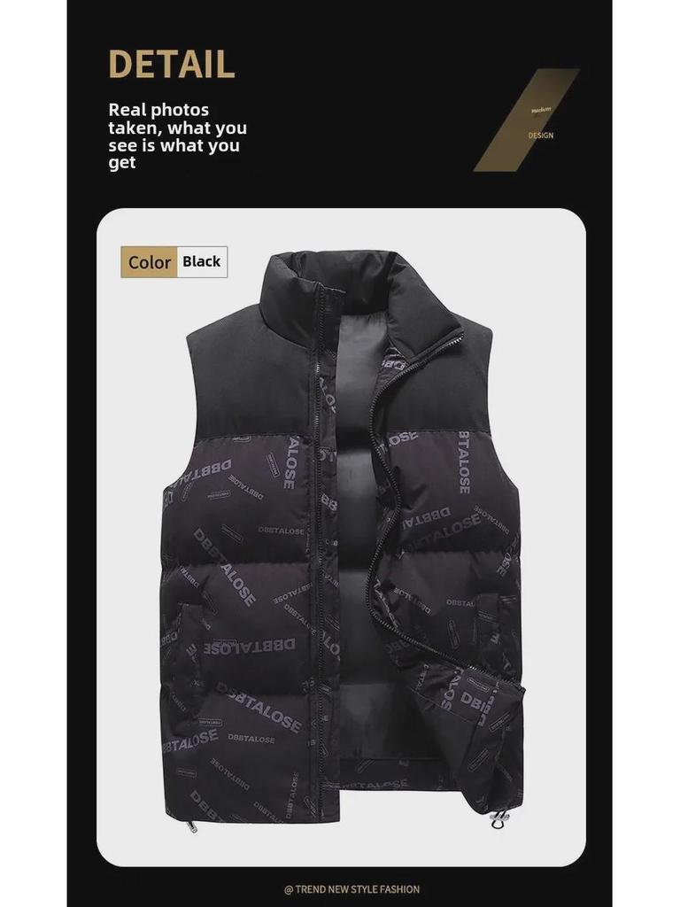 Giacca Gilet Invernale Casual da Uomo Stampata con Collo Rialzato, Morbida, in Cotone