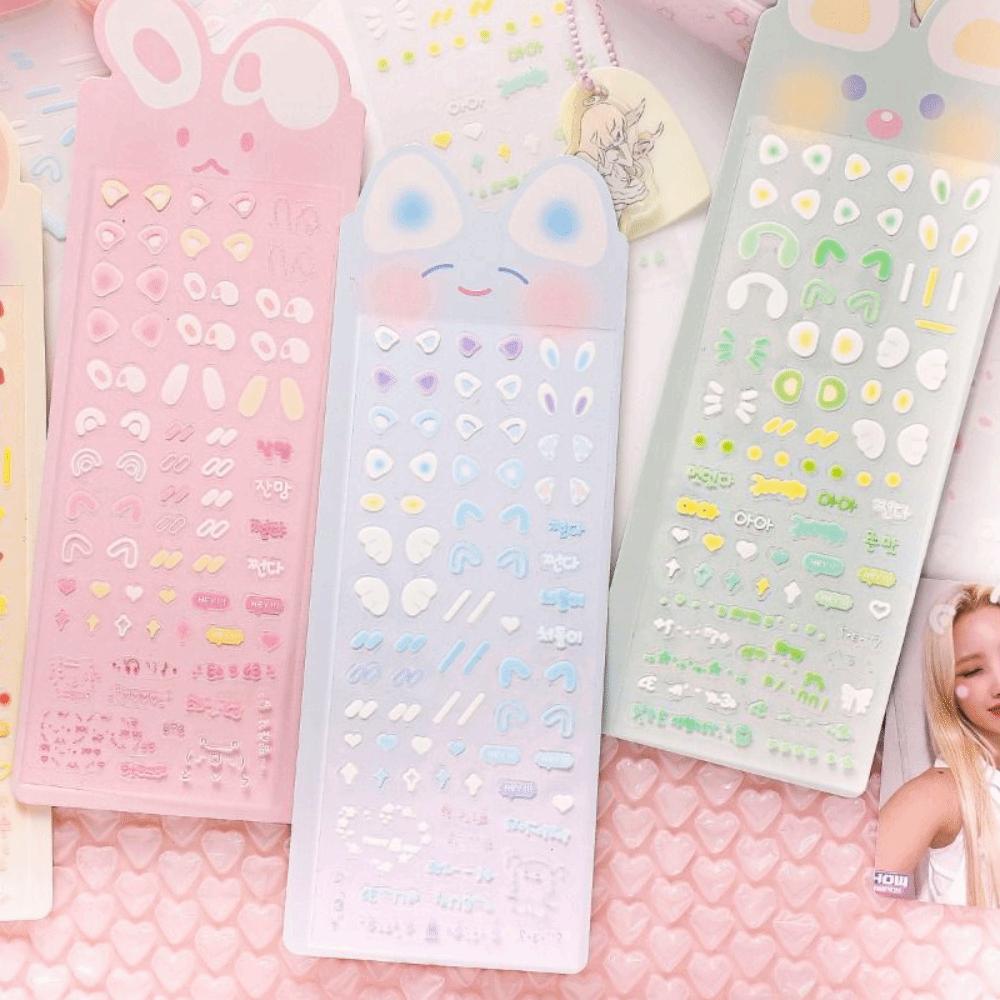 Kawaii DIY Decor Stickers PET Kids Toy Sticker Korean Rabbit Ear Blusher Sticker Gift