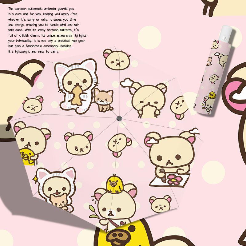 Japanese cartoon cute rilakkuma umbrella sun protection ultraviolet rain dual-purpose sun umbrella folding vinyl umbrella