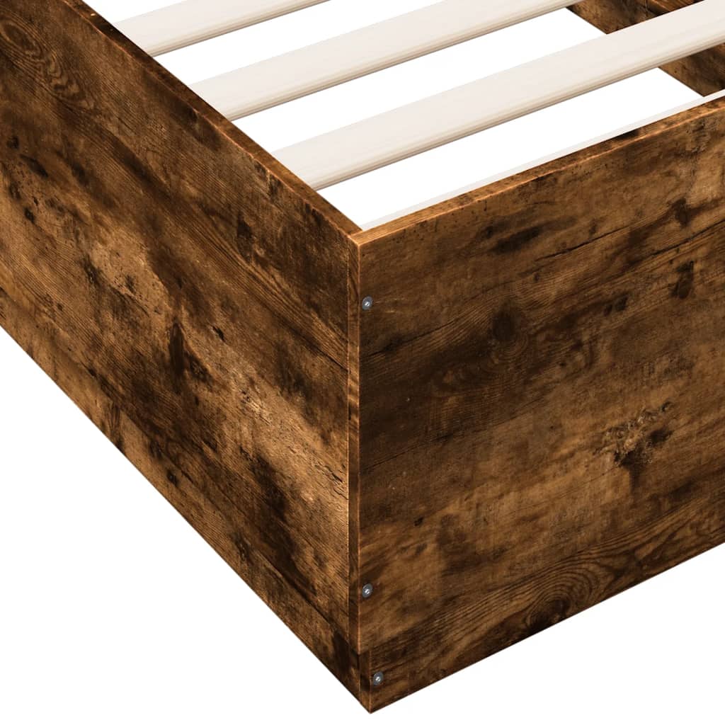 Bed Frame Smoked Oak 90 X 190 Cm Wood Based Material