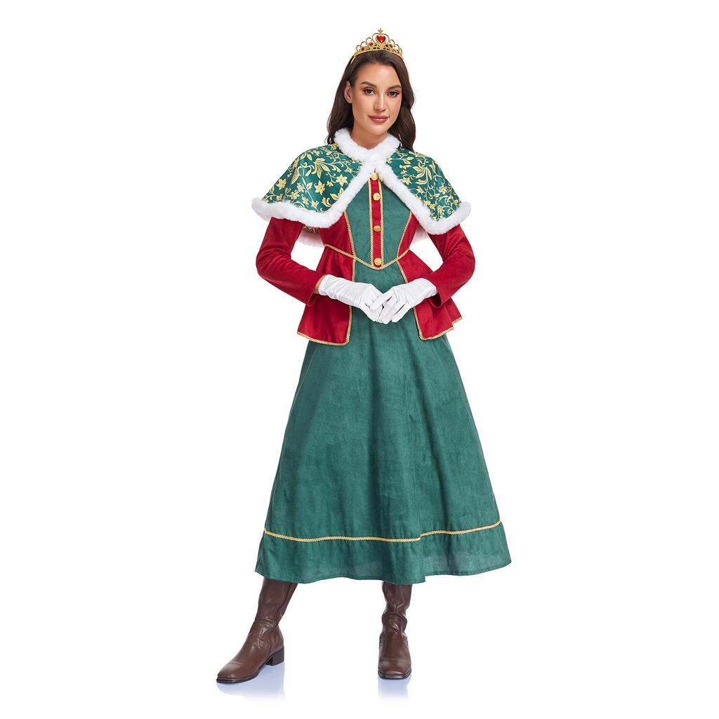 Halloween costume retro court style queen dress long dress performance costume medieval art European farm style