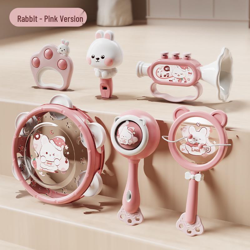Children's Soothing Percussion Set: Rattle, Drum, and Horn Toys