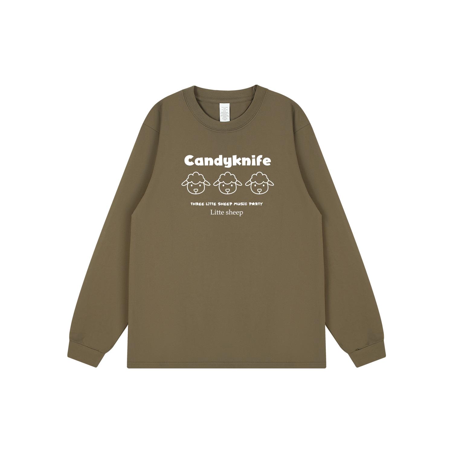 

Trendy Korean Couple s Cartoon Print Long Sleeve T-Shirt - Cute, Versatile Autumn/Winter Style with Cuffed Sleeves L