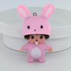 Anime Cute Creative Panda Qiqi Resin Figurine Keychain Diy Rhinestone Car Decoration Hanging Toy Gift Ornament Birthday Gift