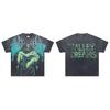 American retro ValeForever washed old hot diamond pure cotton short sleeve high street tide brand star T-shirt sweater