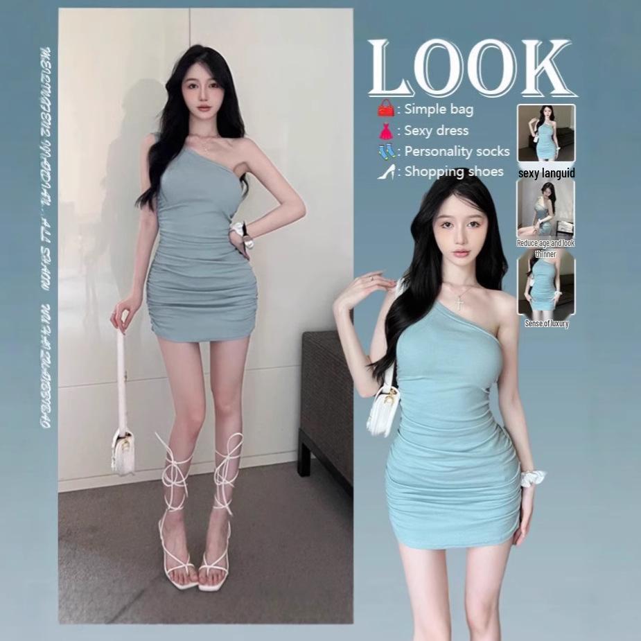 

American Style Off-Shoulder Slim Fit Hip-Hugging Summer Dress M