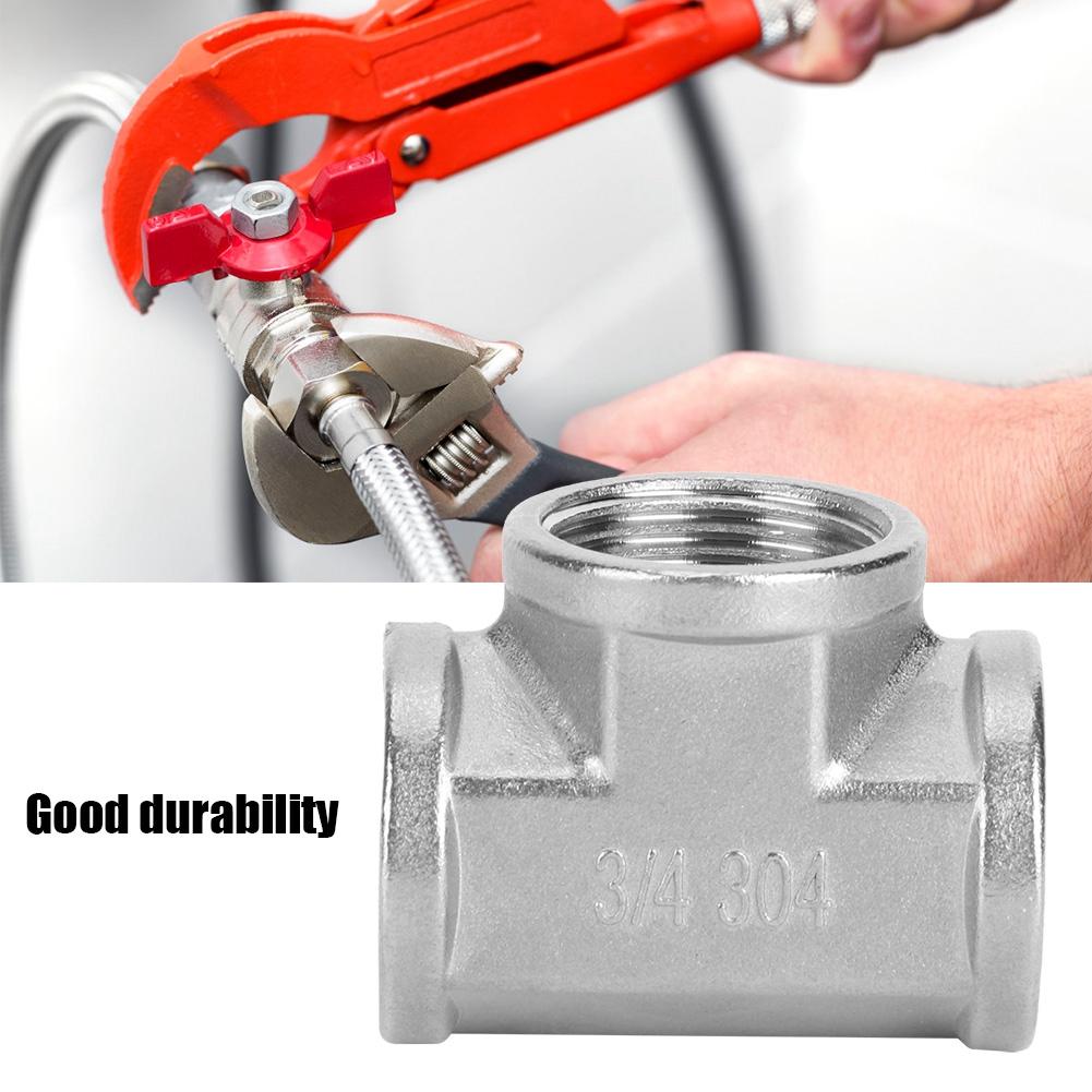 304 Stainless Steel Tee Threaded Pipe Connector for Industrial Pipe Shelf Household Tool