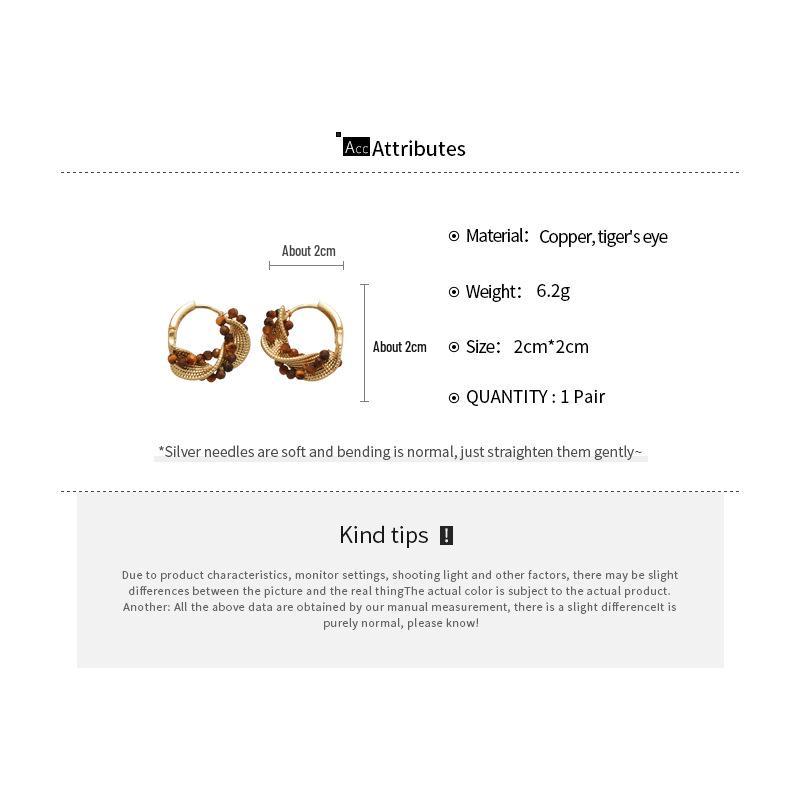 Geometrické ušní manžety Maillard Tiger's Eye: Retro Niche High-End Náušnice