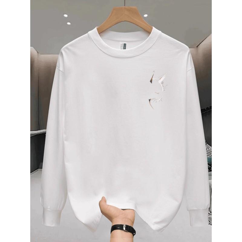 Premium Heavyweight Cotton Hoodie Men Women Winter Warm Oversized Cat Print Long Sleeve Sweatshirt