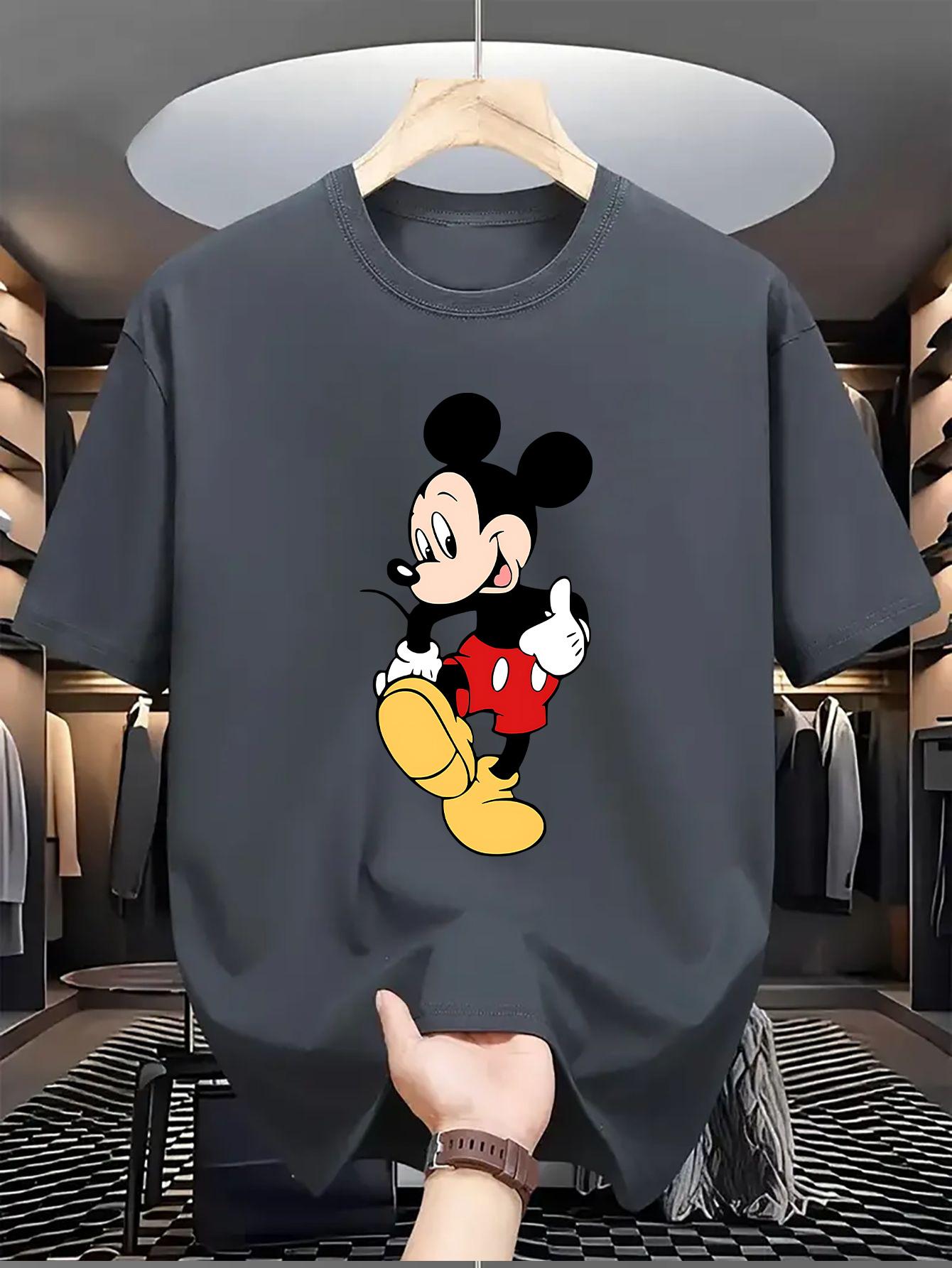 

Футболка з принтом Міккі Мауса від Disney для чоловіків та жінок, повсякденна, з круглим вирізом, коротким рукавом, бавовняні топи, футболки з мультяшним принтом, стрітвеар L