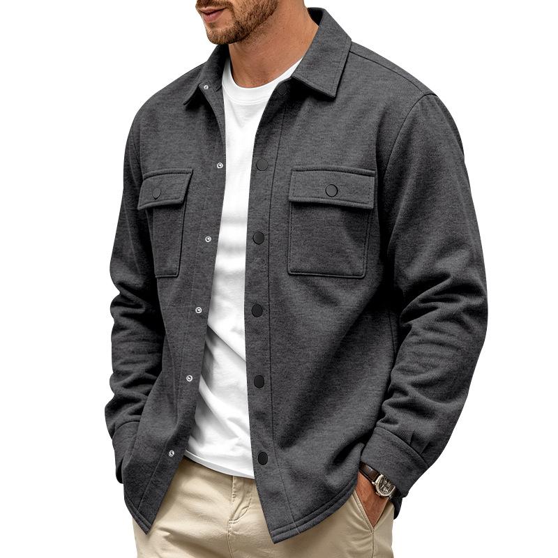 Men S Long Sleeve Knit Button Pocket Casual Jacket
