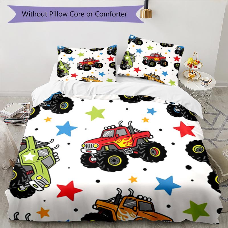 3pcs Truck Bedding Set Duvet Cover Closure Includes 1 Duvet Cover & 2 Pillowcases, Soft and Comfortable for All Seasons.