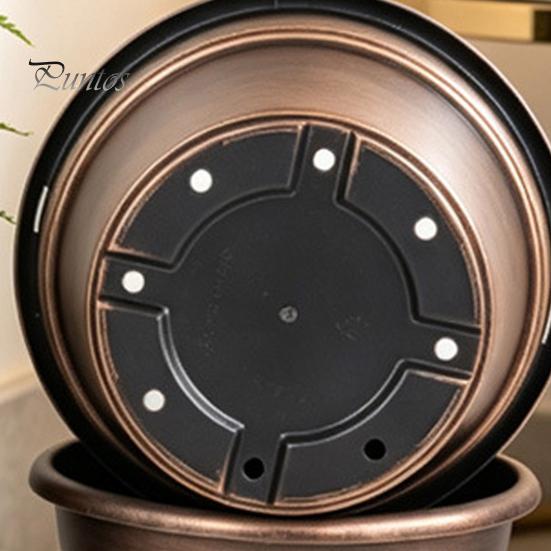 Drainage Pots for Succulents Retro Flower Pot with Saucer, Bronze Finish Plant Holes, Planters Flowers Breathable Thickened Plastic Planter
