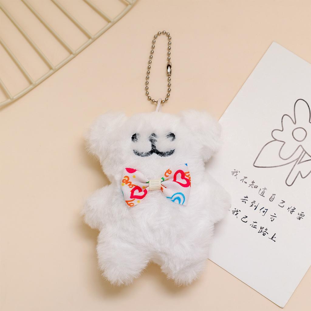 Cute Cartoon Bowtie Puppy Plush Keychain Couple Backpack Pendant Doll Creative Small Gift