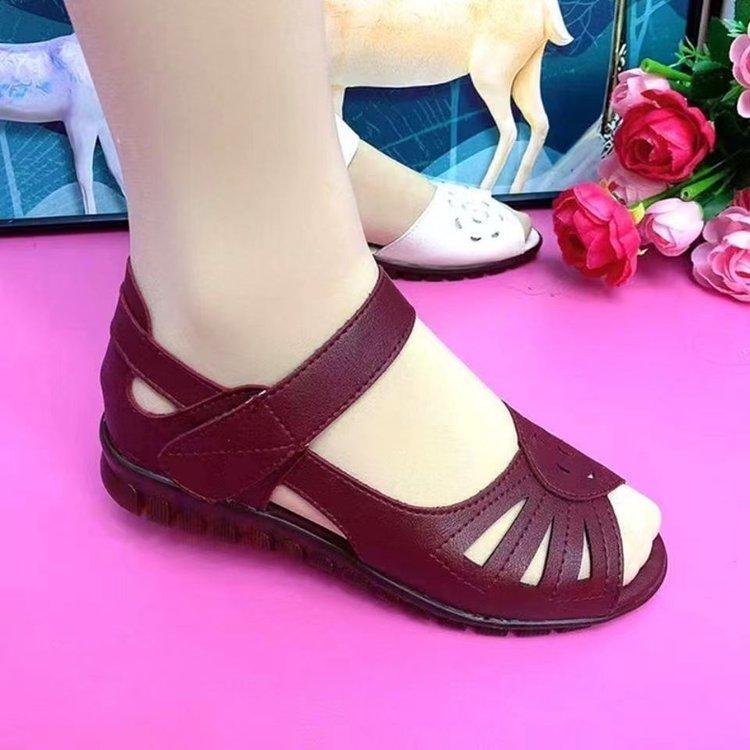 

New summer sandals women s flat burgundy women s women s shoes 40 бордовый
