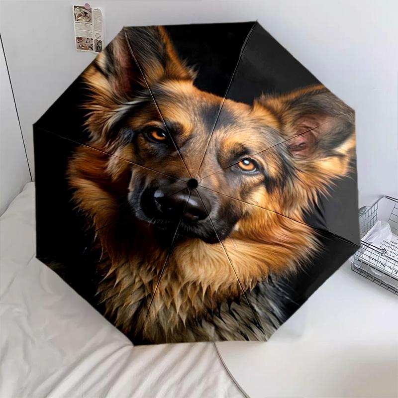 1pc Cute dog pattern Umbrella Portable Folding Umbrella Iron Frame Hole Bone Structure Outdoor Home Umbrella