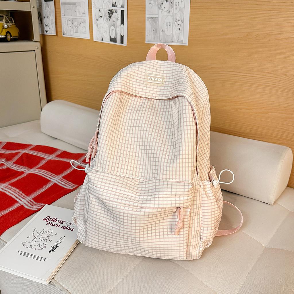 Schoolbag Korean Ins Mori Small Fresh and Sweet Wind Girl Plaid Small Backpack High Value Travel Lightweight Backpack