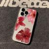 Full Screen Red Flower iPhone Case For iPhone 16 15 14 13 12 11 Pro Max XR XS MAX 7 8 PLUS MINI INS Transparent Shockproof Cover