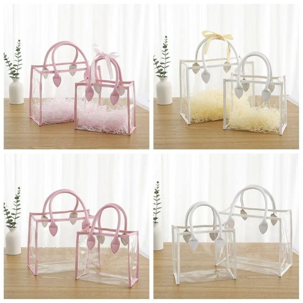 Waterproof Transparent Gift Bag Lightweight Clear PVC Handbag Wedding Candy Packaging Box  Wedding