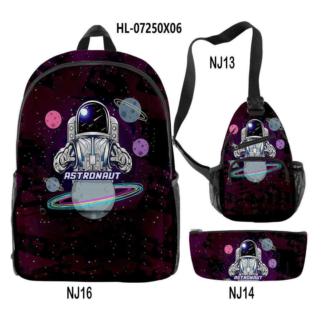 Classico Novità Strano Figo astronauta Stampa 3D 3pz/Set alunno Zaini Scolastici Zaino da Viaggio per Laptop Borsa a Petto Astuccio