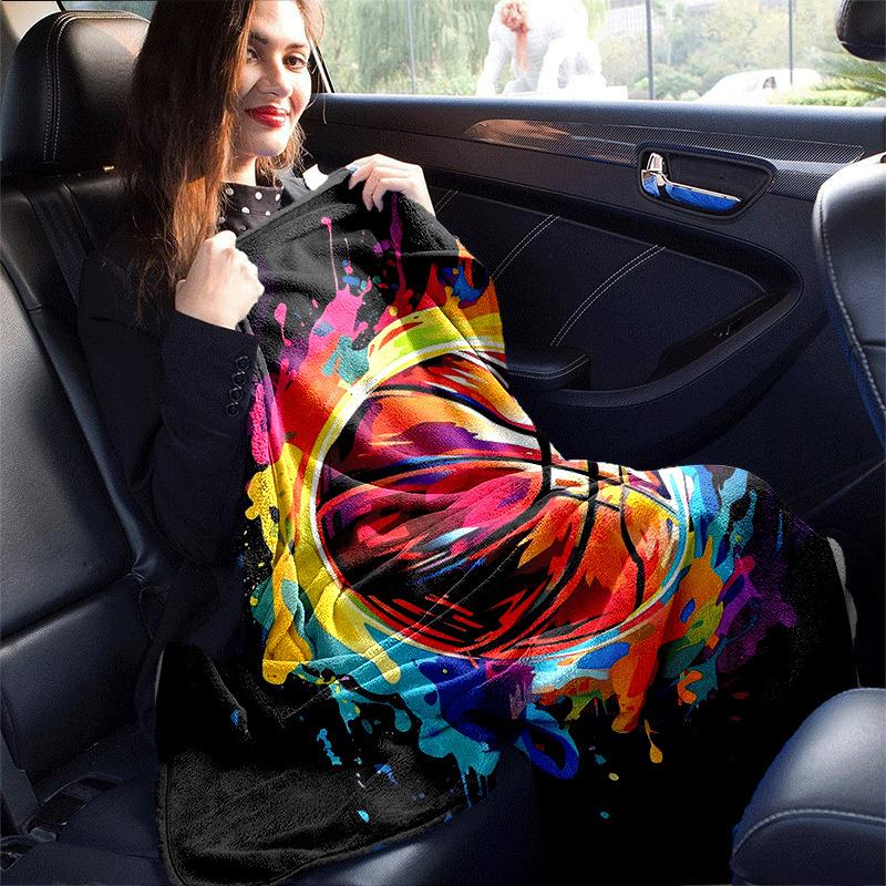 1pc Basketball Printing Lightweight Flannel Blanket, Comfortable and Warm Blanket, for Camping Sofa Bed and Couch Office, In All Seasons