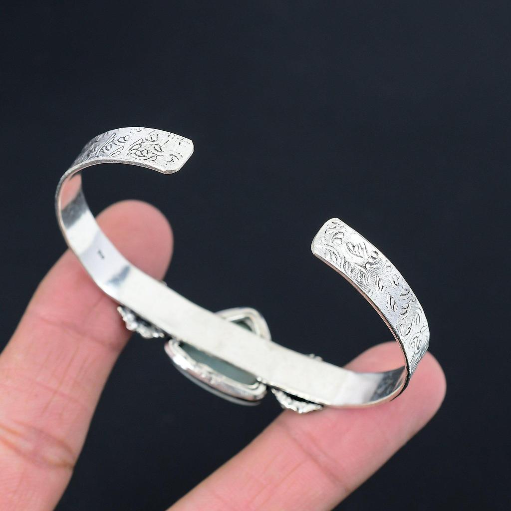 Osterverkauf Natürlicher Amazonit Hochzeit Handwerker Neuer Armreif Schmuck Sterlingsilber