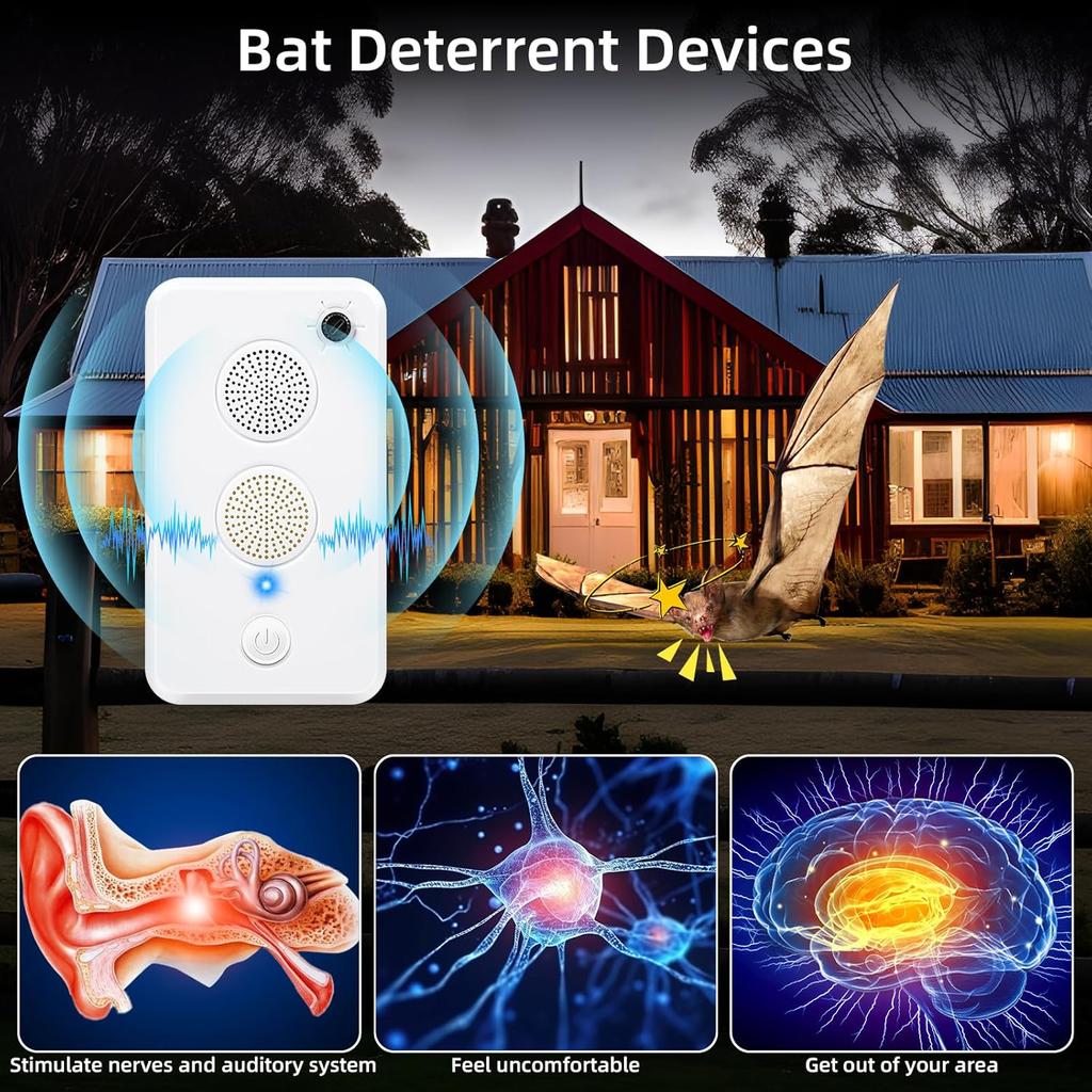 Ultrasonic Bat Repellent Devices for Attic Bat Deterrent Devices Keep Away Bats,Rechargeable Bats Repellents Indoor Outdoor Friendly To Human and Pet