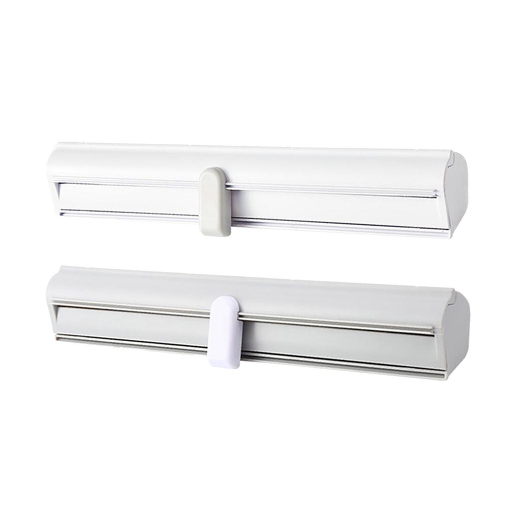 Reusable Food Wrap Dispenser with Cutter Sliding Cling Film Divider, Aluminum Dispenser, Paper