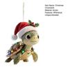 Turtle Shape Christmas Ornament with Santa Hat 2D Acrylic Xmas Tree Decor for Indoor