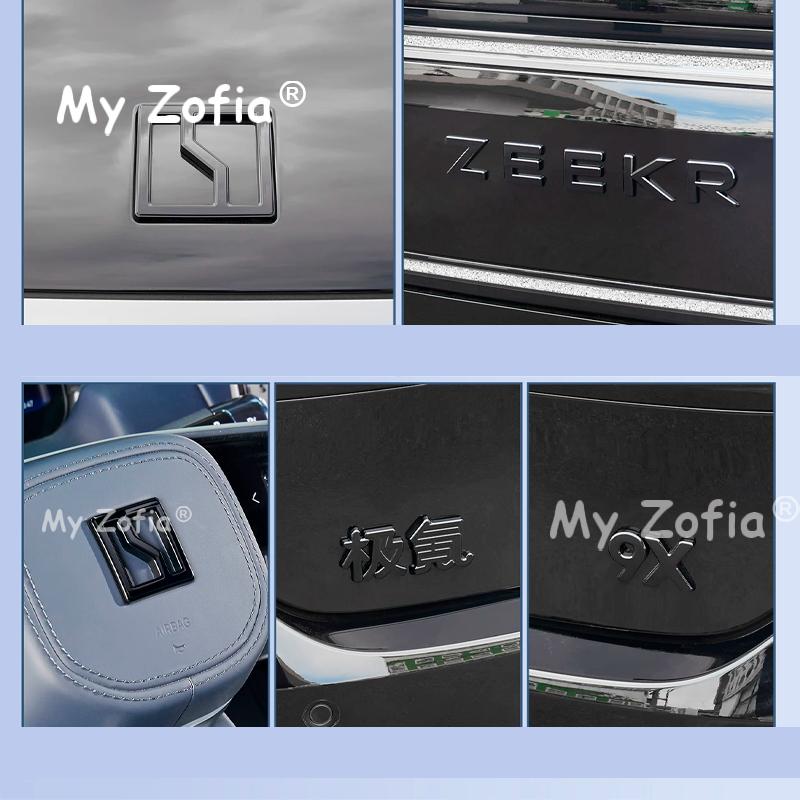 Für Zeekr 9X 2025 2026 Auto Schwarzes ABS Frontlogo Auto Heckemblem Abdeckung Dekor Aufkleber Rahmen Verkleidung Außen Dekorationszubehör