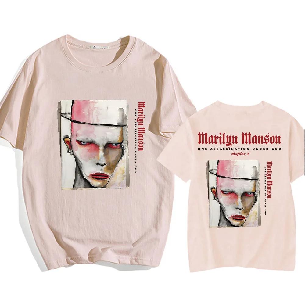 Marilyn Manson One Assassination Under God Charter 1 T-shirt 2025 European Tour Print Men Women Tshirt Cotton Short Sleeve Shirt