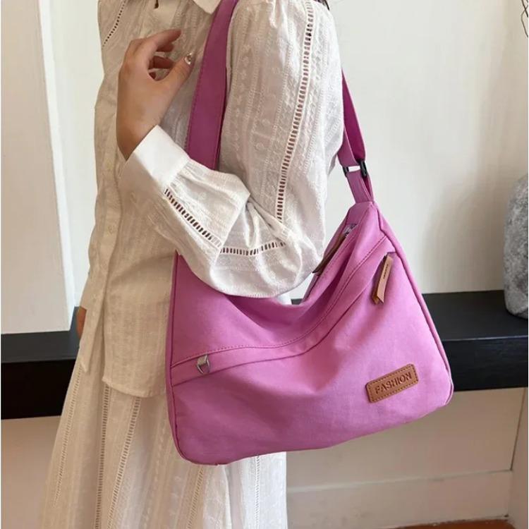 Versatile Women's Crossbody Bags  Zipper  Solid  Nylon  Large Capacity  Interior Pocket  Shoulder Bag