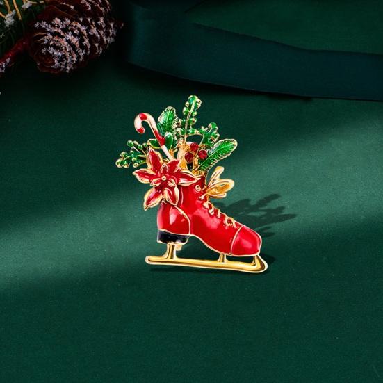 Christmas Brooch Wreath Christmas Tree Snowman Decor Snowflake Decor Colorful Rhinestone Exquisite New Year