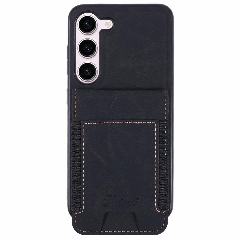 SUTENI H17 For Samsung Galaxy S23 Magnetic Case Card Slots PU+TPU Kickstand Phone Cover