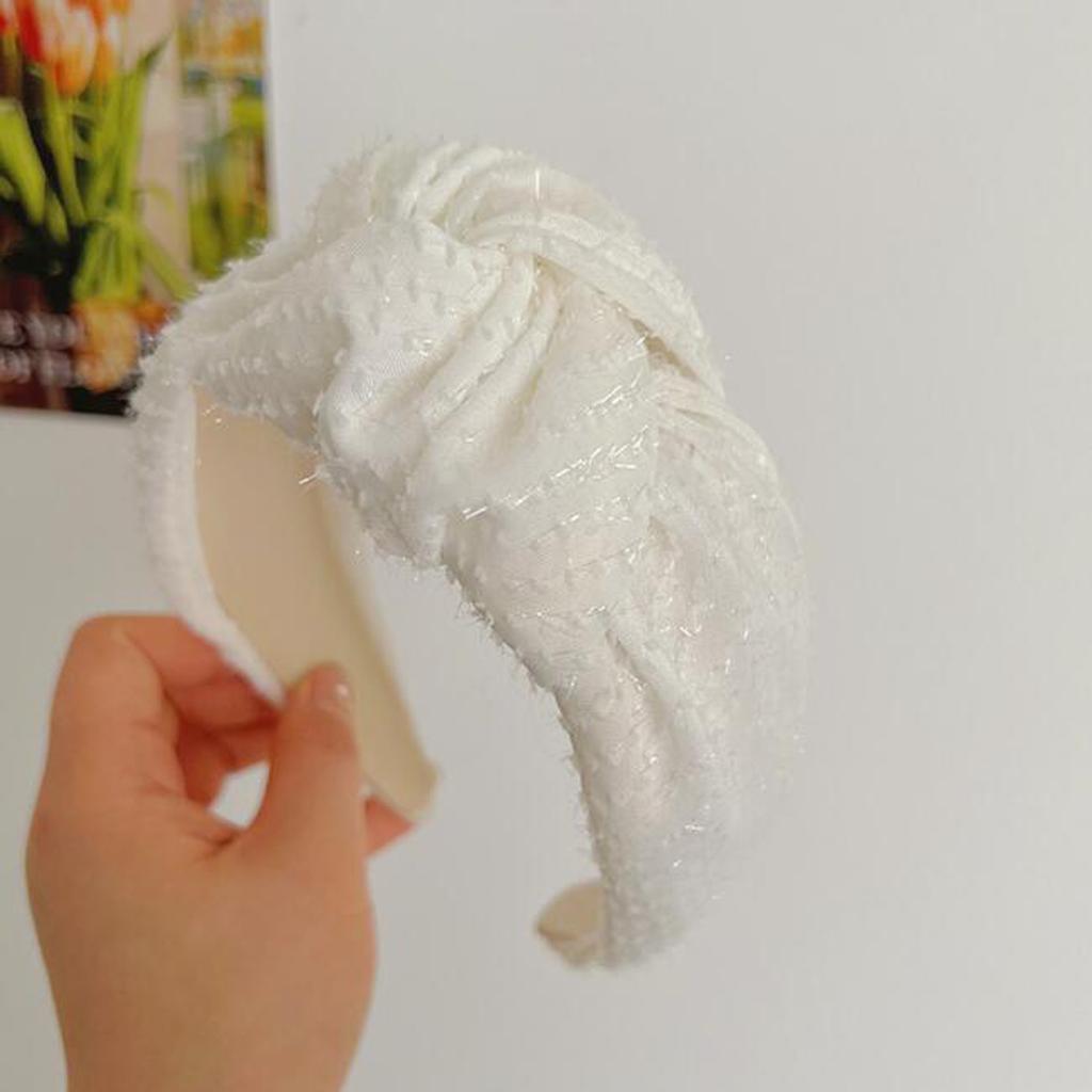 PROLY New Fashion Headband For Women Wide Side Lace Point Headwear Solid Color Center Knot Headwear Adult Summer Hair Accessorie