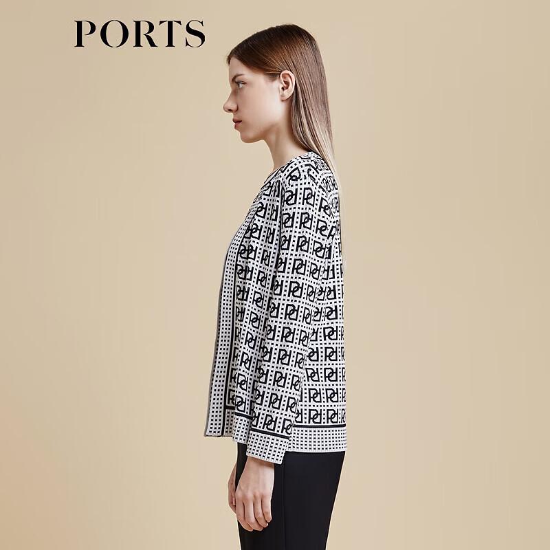 PORTS Women's Colorblock Logo Jacquard Knit Cardigan