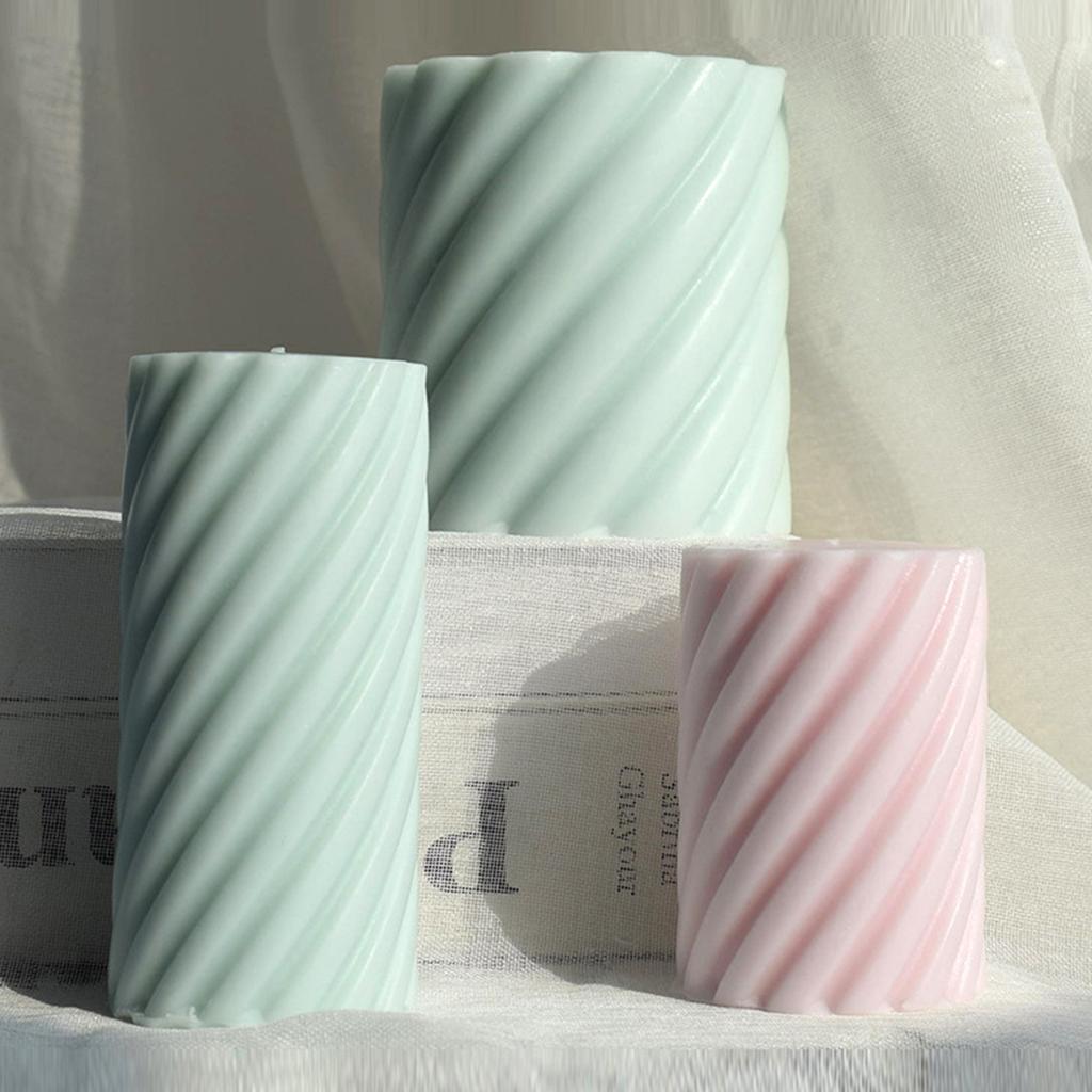 Spiral Cylindrical Candle Mould Geometry Candle Silicone Mold Handmade Aromatherapy Candle Soap Resin Mold DIY Art Craft