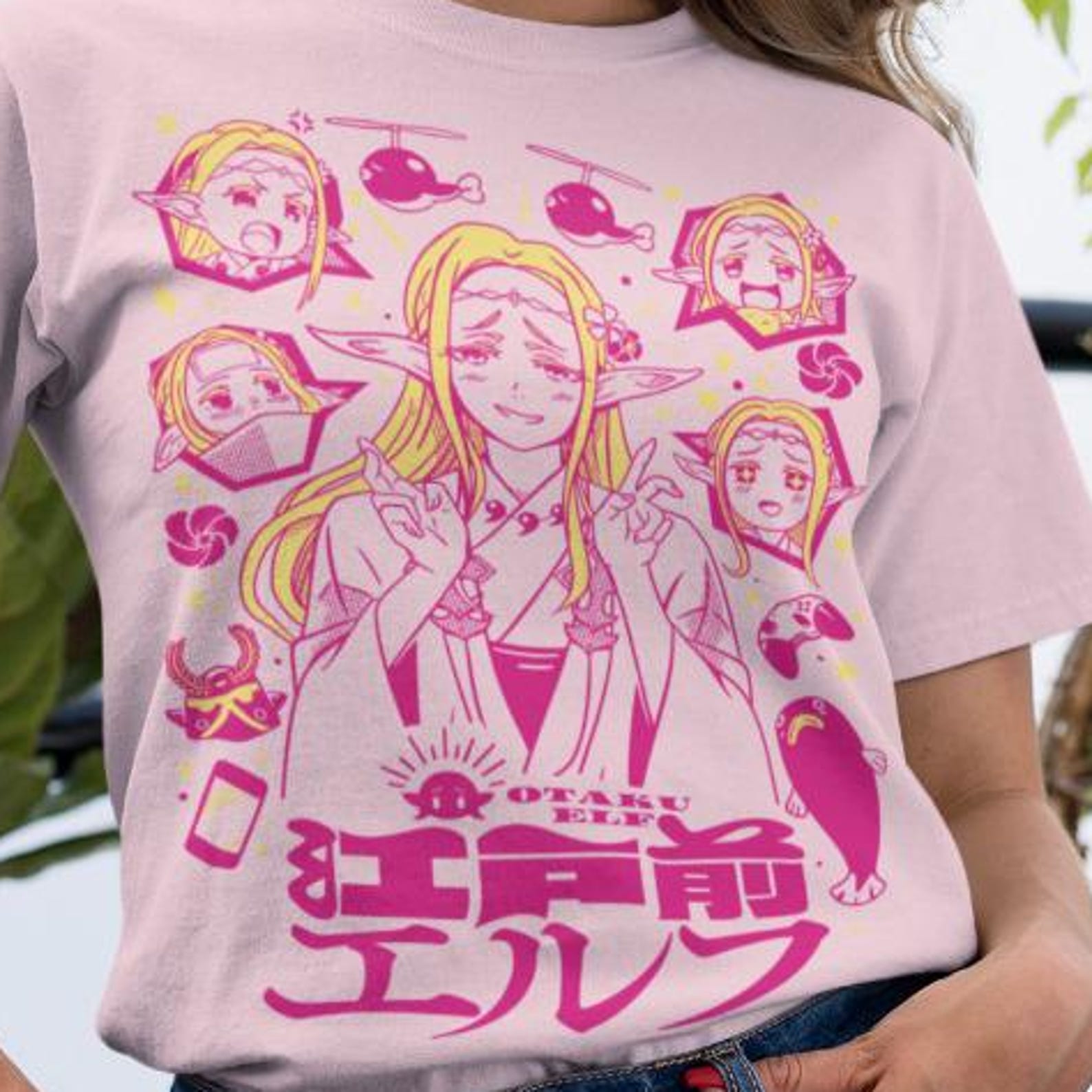 Anime Elf T-shirt, Otaku Manga Tee, Kawaii Girl Gifts, Unisex Cotton Shirt, All Sizes, Japanese Style S