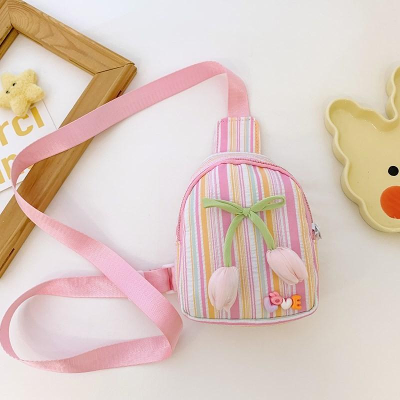 Adorable Kids Flower Pattern Chest Bag Lightweight Cartoon Tulip Design For Everyday Use