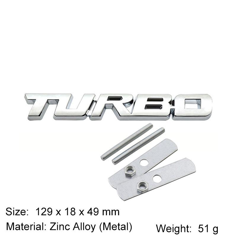 3D TURBO Metal Sticker Car Body Emblem Decal Electroplating Zinc Alloy Car Tailgate Badge Decoration Auto Accessories