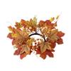Fall Candle Ring for Pillar Artificial Candle Garland Decor Mini Autumn Wreath Rustic Fall Candle Holders for Bar Home Party