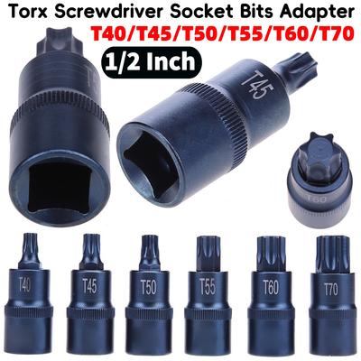 1/2 Zoll Schraubendreher-Antriebsvierkant Multifunktionaler Praktischer Schraubenschlüssel Schraubendreher-Bits T40 T45 T50 T55 T60 T70 für Ratsche