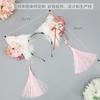 Fluffy Fox Ear Headband With Floral Hairpin Cosplay Anime Convention Hanfu Costume Accessory