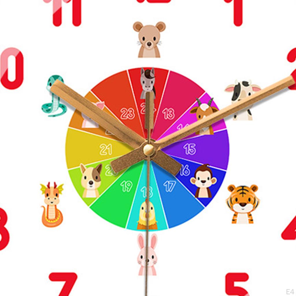 Relógio de Ensino de Contar as Horas de 12 Polegadas Sem Tique-taque Colorido Número Fácil de Ler de Parede para Quarto